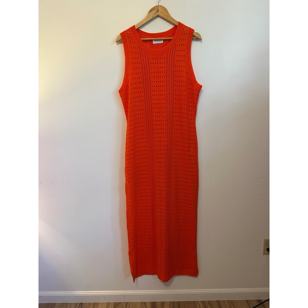 First Love by Lovelyn Orange Pointelle Knit Sleeveless Maxi Dress | Size 3X